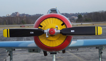 Refinished V-530 propeller blades on aircraft