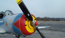 Refinished V-530 propeller blades on aircraft